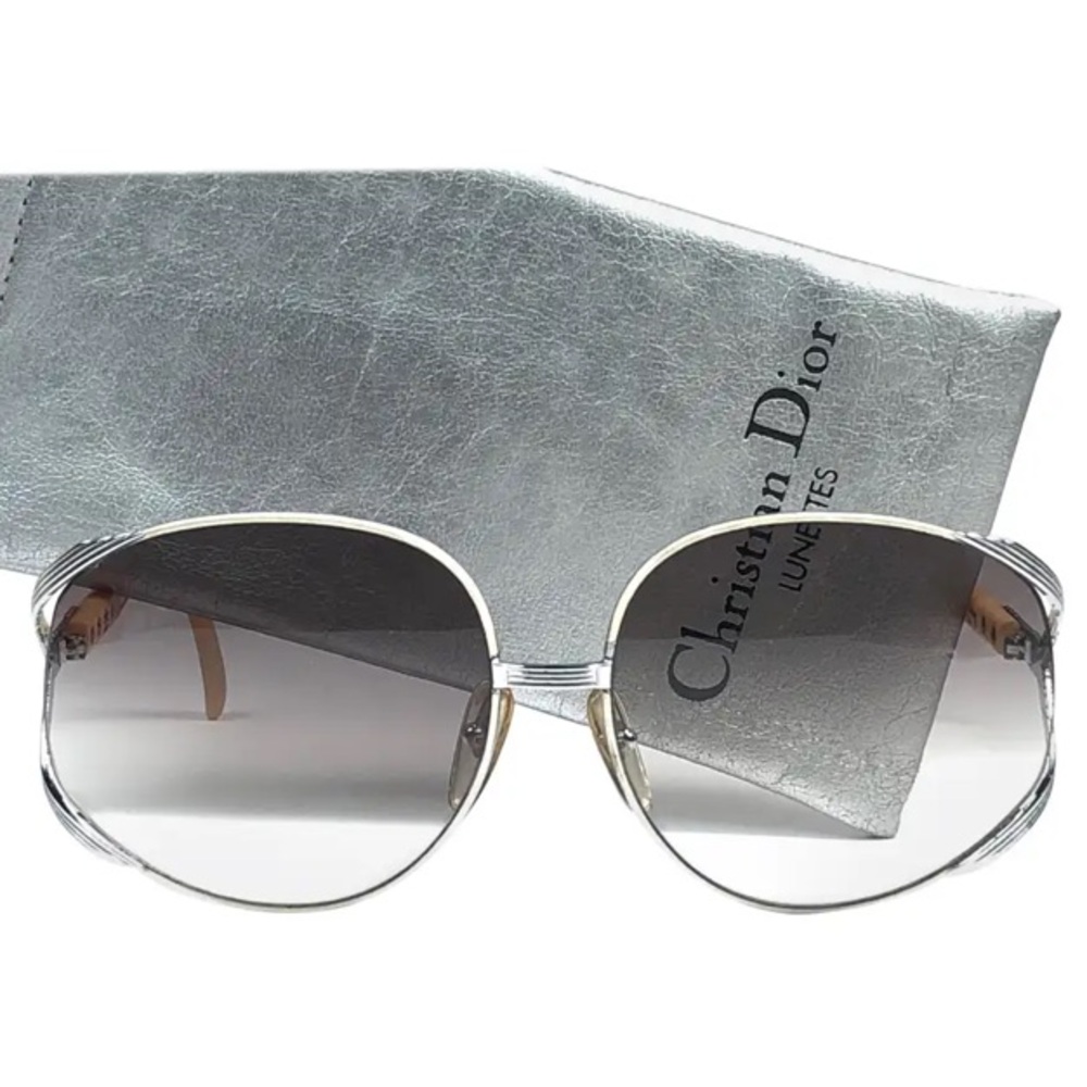 Vintage Christian Dior 2250 Oversized Silver White Aviator Su…